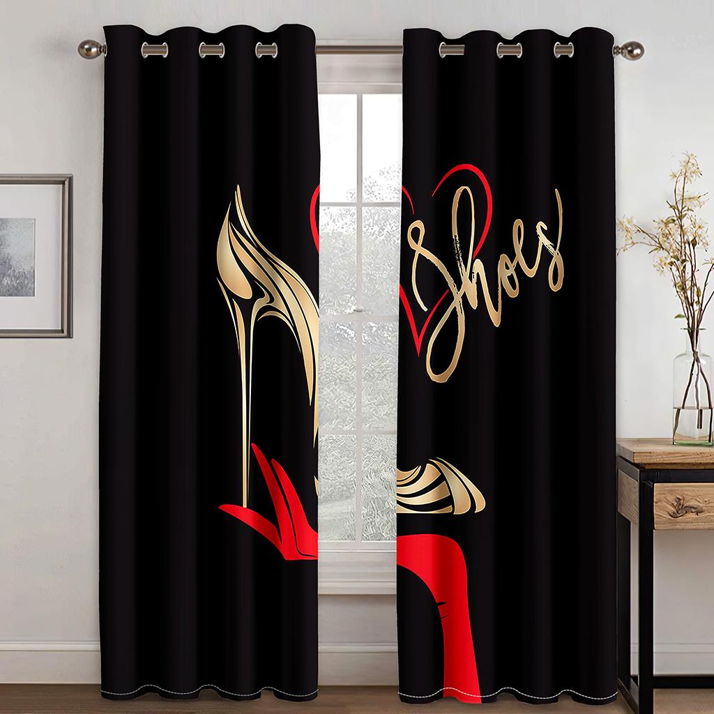 2pcs Pink Make-up Eyes Eyeflash Girl Curtains Blinds for Bedroom Office Kitchen Living Room Study Window Treatment Home Decor