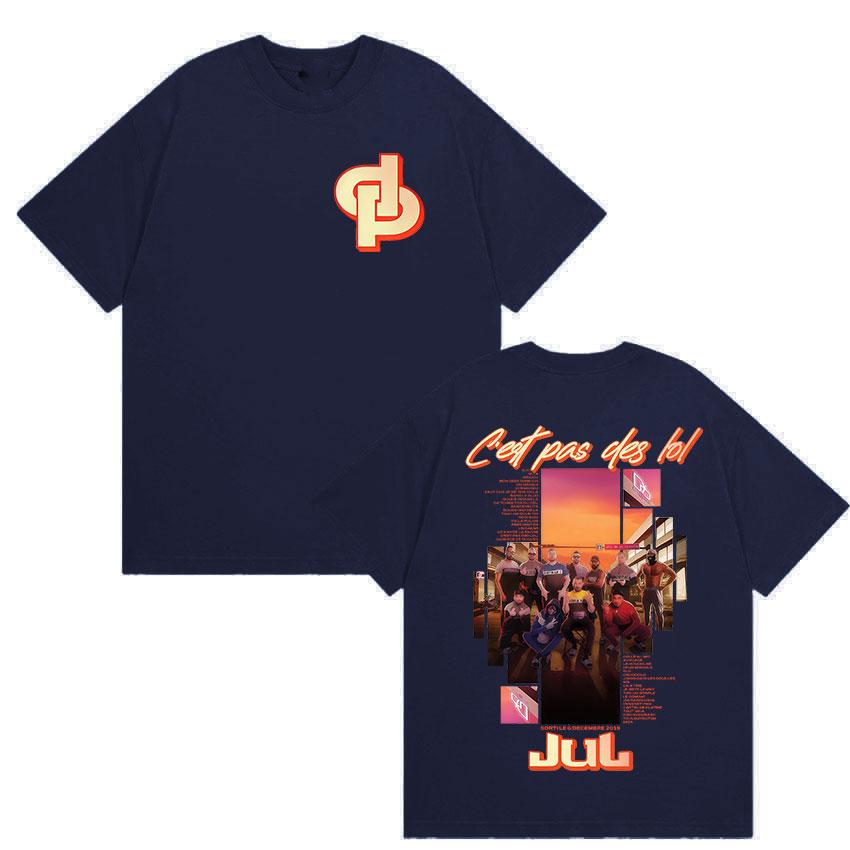 Rapper Jul C'est Pas Des LOL Tour 2026 Merch T Shirt Men Women Retro Harajuku High Quality T-shirt Hip Hop Oversized Cotton Tees