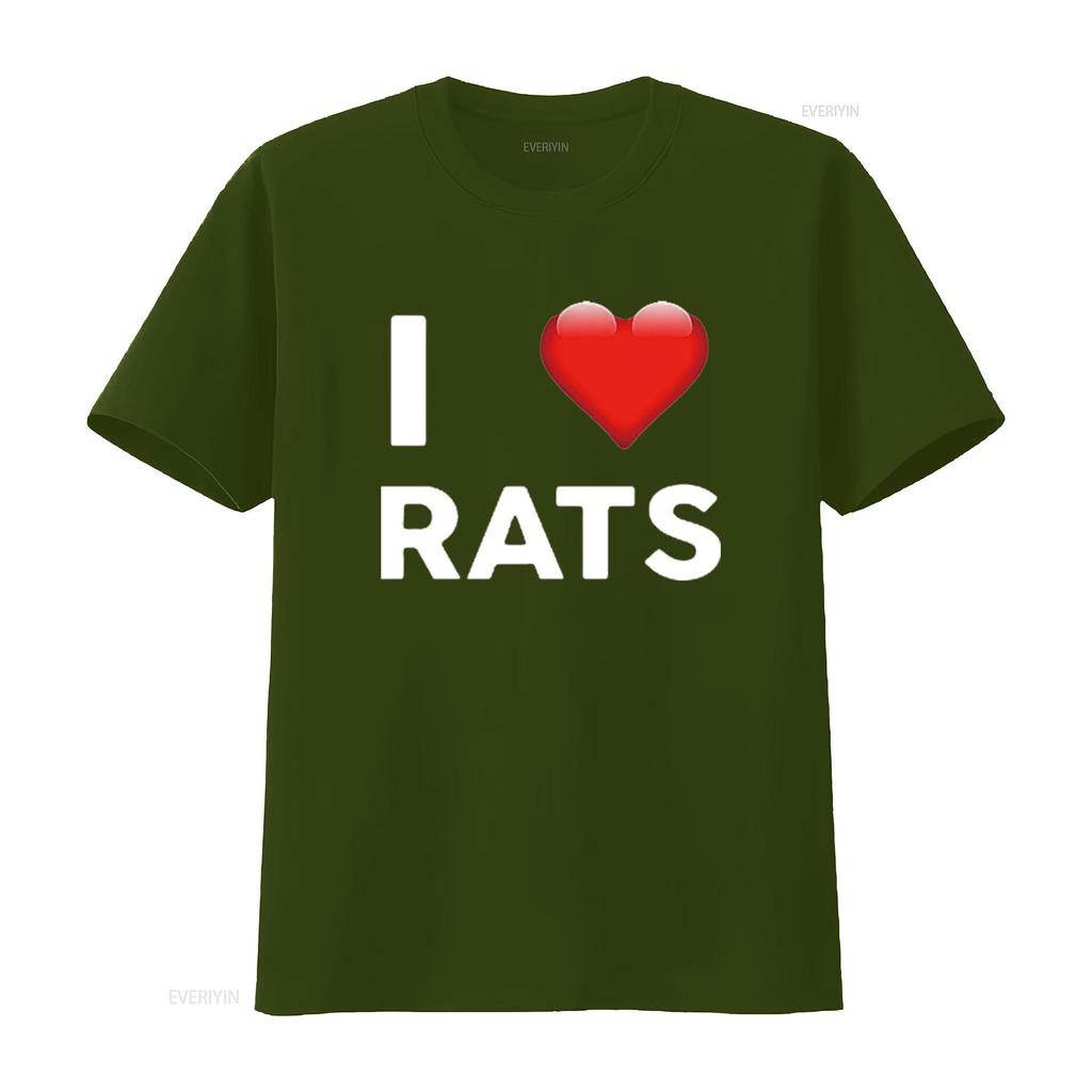 Mens I Love RATS T Shirt Heart RAT Black vintage Washed streetwear graphic Breathable Comfortable homme Casual