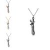 Stylish Couple Embrace Pendant Necklace For Lovers With Cartoon Charm In Black