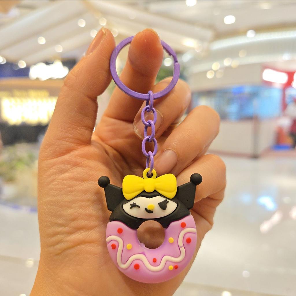 New Donut Keychain Decorative Gift Sweet Three-dimensional Doll Keychain Couple Backpack Pendant