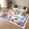 Fish Ocean Theme Soft Crystal Velvet Rug Custom Name & Text Print Non Slip Floor Rug for Bedroom Living Room