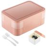 BPA-Free Plastic Bento Box Kids Adults Microwave-Safe Leakproof Lunch Container Double-Layer Food Storage In 9 Colors