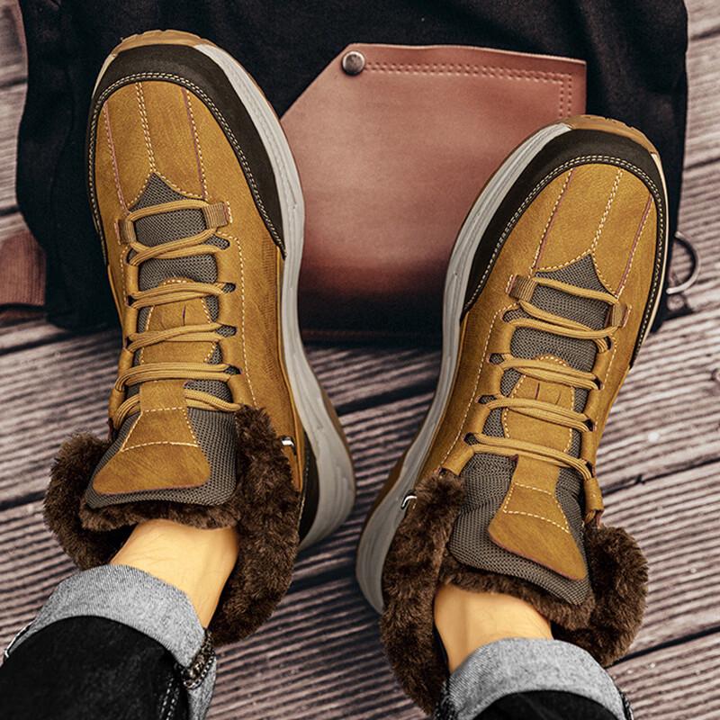 Zhenzhanhu Men's High-Top Winter Warm Hiking Boots