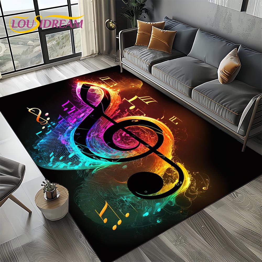 Note Music Colorful Musical Score Cartoon Dream Carpet Rug for Living Room Bedroom Home Sofa Decoration,Kid Non-slip Floor Mat