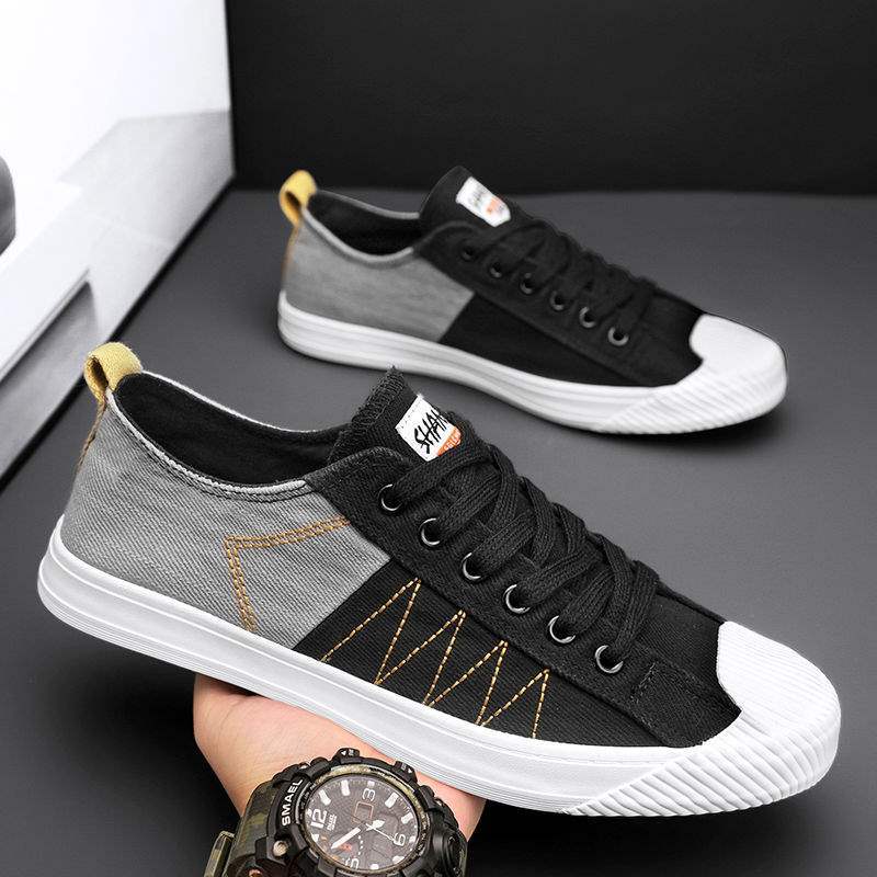 Summer Men Canvas Shoes Breathable Casual Low-Top Sneakers Soft Sole Flat Shoes Trendy Sports Footwear for Teens Boys
