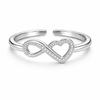 Infinity Heart Eternal Love Open Adjustable Band Ring –925 Sterling Silver