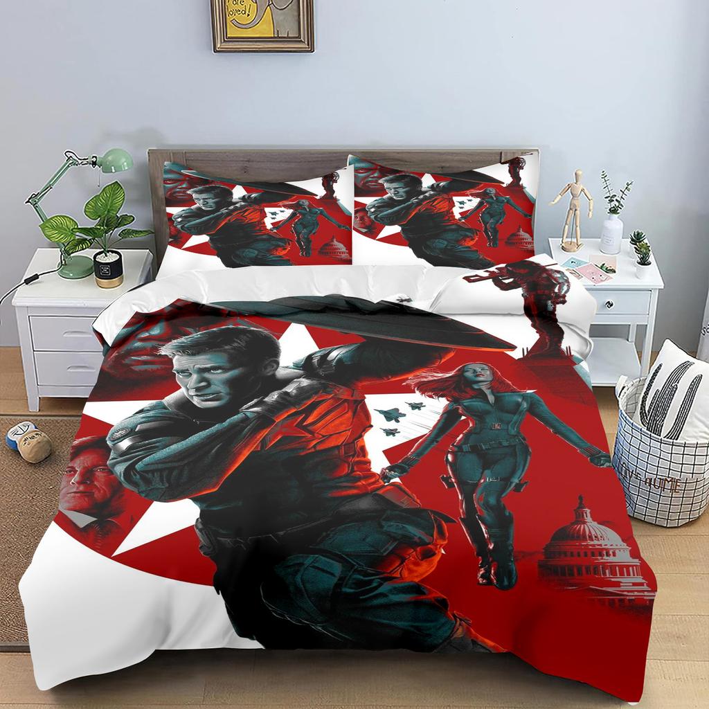 Anime Captain America Duvet Cover Set Kids Comforter Boys Bedding Children'S Bedding Set Quilt Cover Single Large King Size