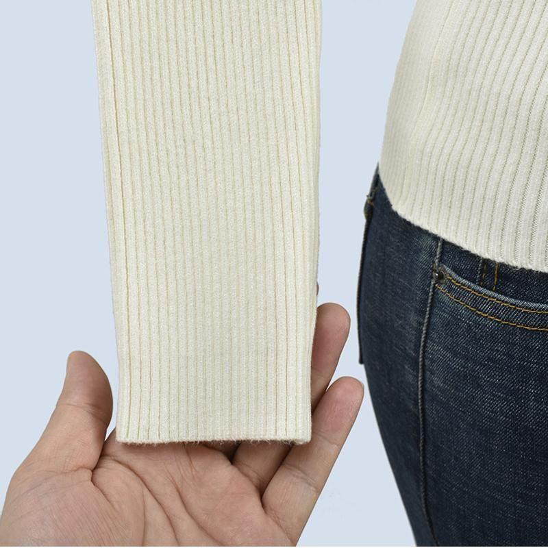 Autumn and Winter Half Turtleneck Cut Out Pure Color Knitting Sweater Pullover All-Matching Warm Tops Bottoming Shirt for Women Stylish