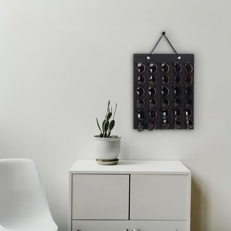 15 Fächer Brillen Organizer Aufbewahrung Wandbehang Tasche Multifunktional Faltbar Sonnenbrillen Brillen Behälter