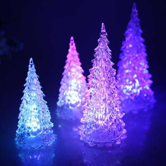16.5cm LED Christmas Tree Colorful Lighting Battery Operated Faux Crystal Crafts Gifts Scene Layout Home Decoration Mini Desktop Xmas