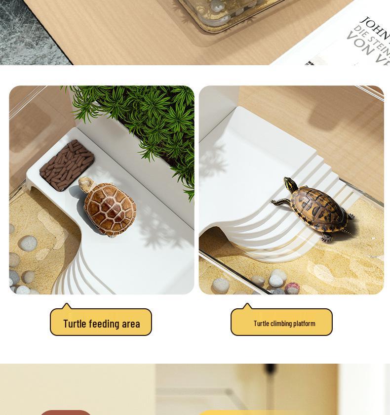 Turtle Habitat with Basking Platform: Escape-Proof, Luxurious Landscaping for Turtle Breeding, Planting Grass, and Raising Flowers.