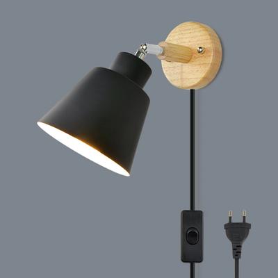 New Nordic Wall Light Indoor DIY E27 Wooden 6 Colors EU/UL Plug 350° Wall Lamps Living Room Bedroom Aisle Sconce Fixtures Decov