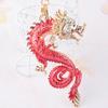 3D Cartoon 2024 Year of Dragon Pendant Dragon Keychain with Rhinestones Inlay Zinc Alloy Lucky Chinese Dragon Hanging Ornament Birthday New Year Gift