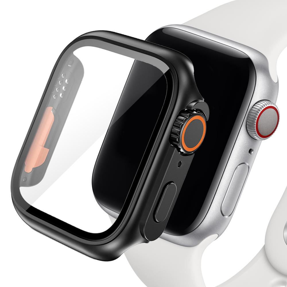 Change to Ultra for Apple Watch Case Series 8 7 45mm 41mm Screen Protector Cover Glass+Case for iWatch 4 5 6 SE 44mm 40mm Bumper