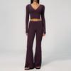 Women Yoga Set 2PCS Sportswear Workout Clothes Athletic Wear Gym Outfits Legging Fitness Bra Crop Top Long Sleeve Sports Suits