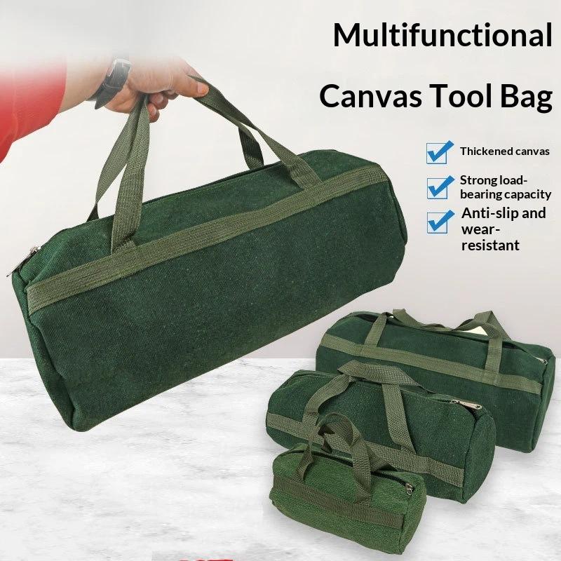 Thick Canvas Tool Storage Bag Portable Wear Resistant Hardware Organizer for Plumbing Repair Job Site Use 1PC