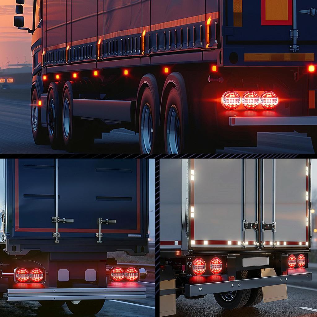 LED Truck Tail Light, 24V Round Tail Lamp Signal Light Brake Light Red & White