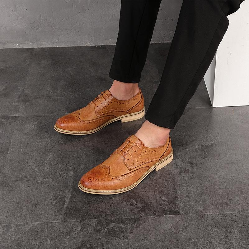 2025 Spring Brock Men's Shoes Korean Edition British Tide Shoes Breathable Business Men's Wedding Hairstylist Dress Leather Shoes