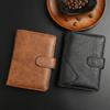 Men's Retro Business Casual Short Wallet Travel Passport Carry on - Leather Billfold Coin Pocket Card Holder