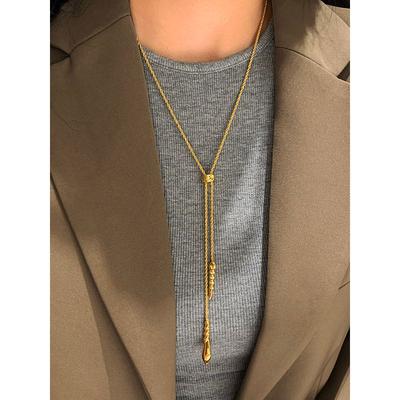 Gold Long Necklace for Women, Light Luxury, Niche, Elegant, High-End, 2026 New Style, Stylish Sweater Chain Accessory