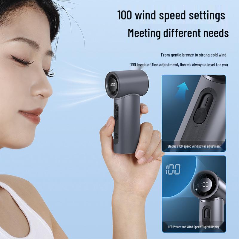 Portable USB Pocket Fan with 100-Speed Stepless Control for Strong Outdoor Wind