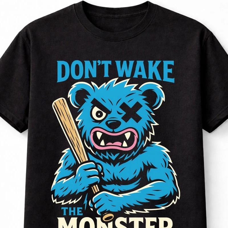 Dont Wake The Monster Angry Teddy Bear Graphic Unisex TShirt S