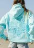 Sudadera con capucha de canalé bordada para mujer - Hombros caídos, corte holgado, manga larga, estilo femenino