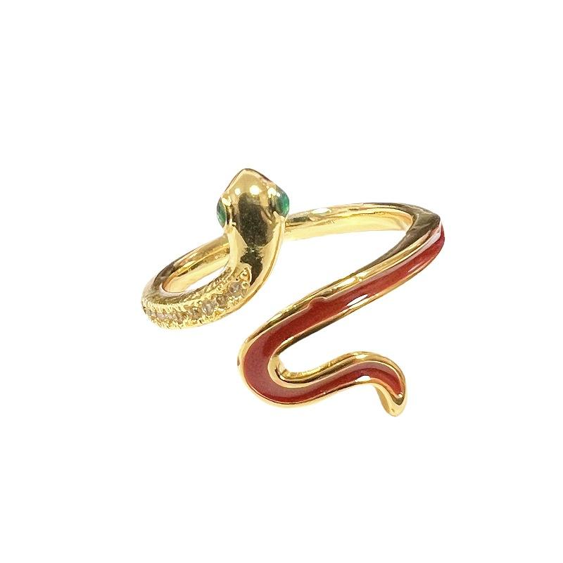 Minimalist Serpentine Full Diamond Zir*****Pen Ring Niche Personality High Sense Light Luxury Exquisite Ring Woman