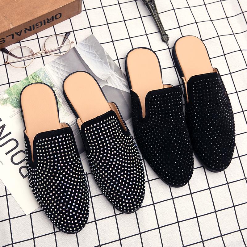 Summer Mens Black Half Shoes Breathable Slip-on Slippers Sandals Outdoor Mules Lightweight Anti-slip Comfy Casual Shoes for Men