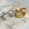 925 Silver Rings For Women Geometric Fine Jewelry Finger Adjustable Simple Wide Hollow Ring For Party Birthday Gift