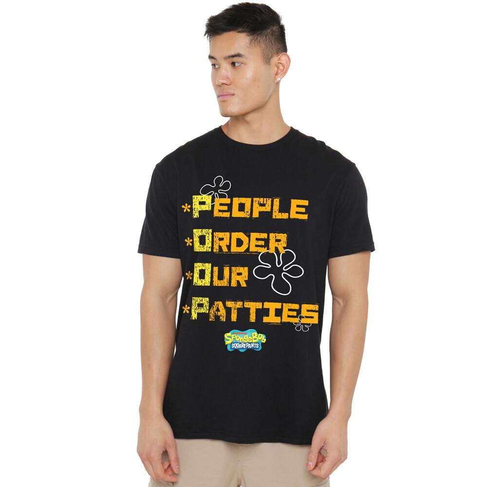 Spongebob People Order Our Patties T-Shirt S-2XL Black S