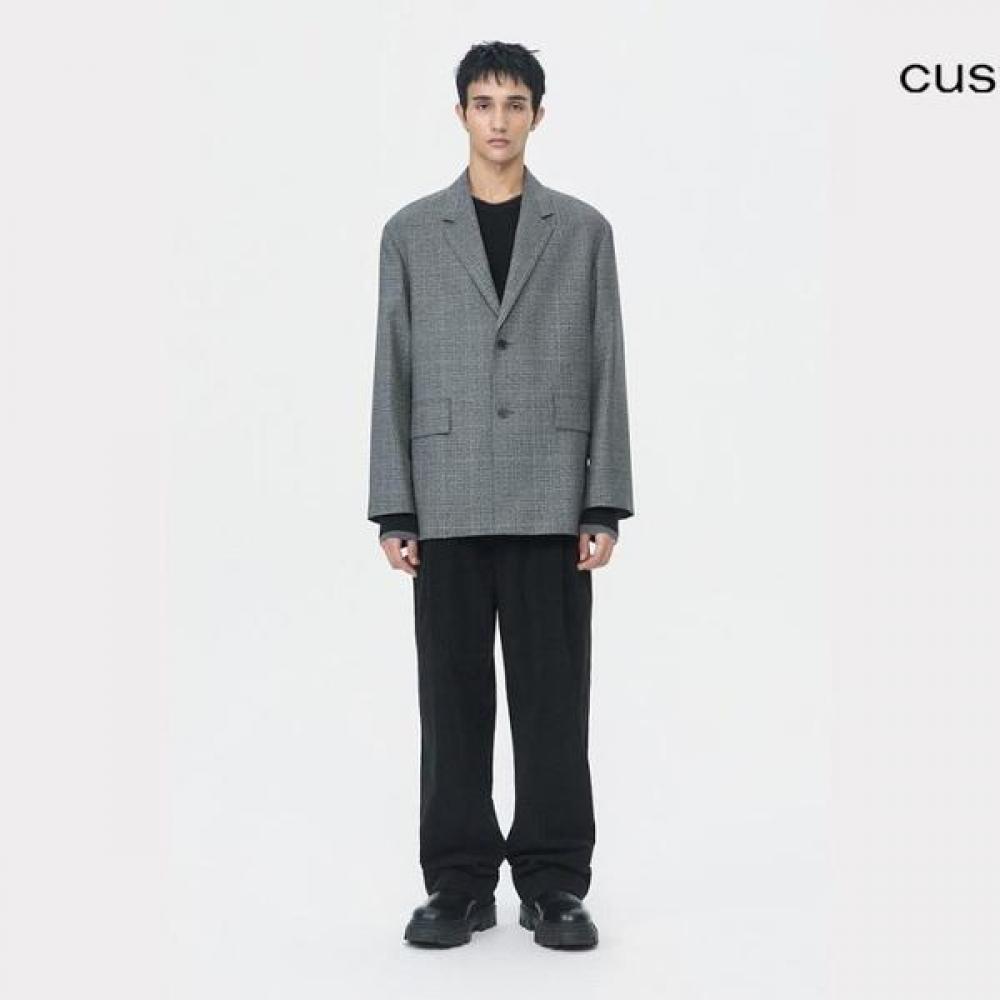 CuStomellow Men S Grey Wool Check Jacket Cwjaw25842 Gyl Grey/M