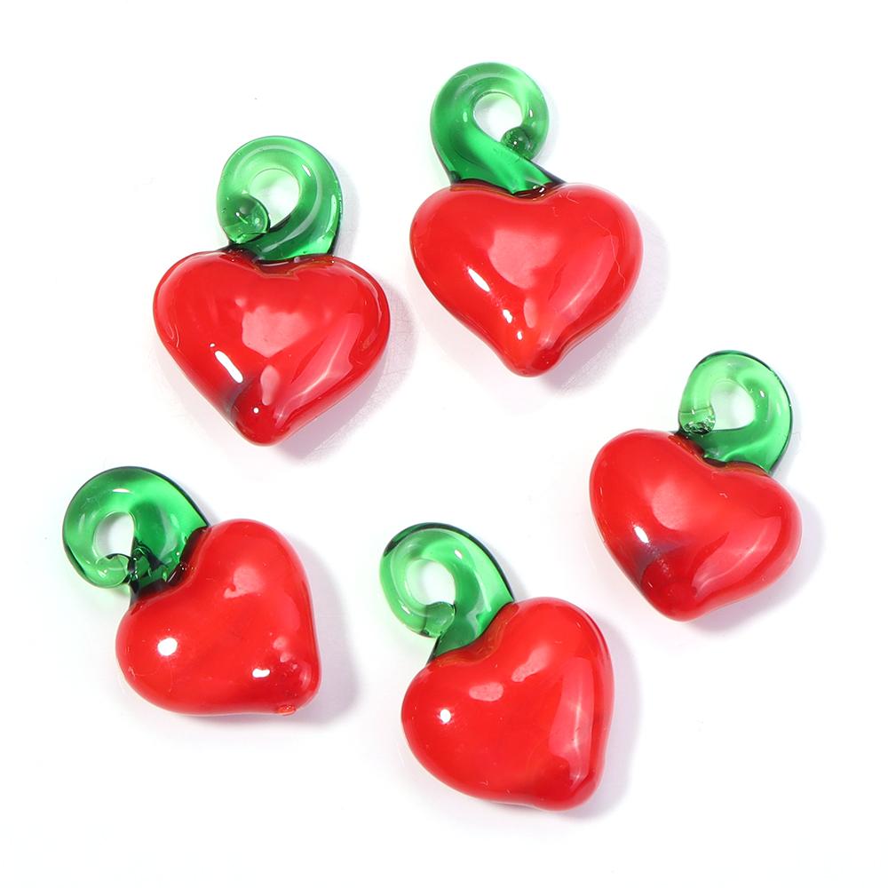 5pcs/lot Vegetables Fruit Glass Charms Pendant Lemon Watermelon Eggplant Grape Pendants For DIY Jewelry Making Necklace Earrings