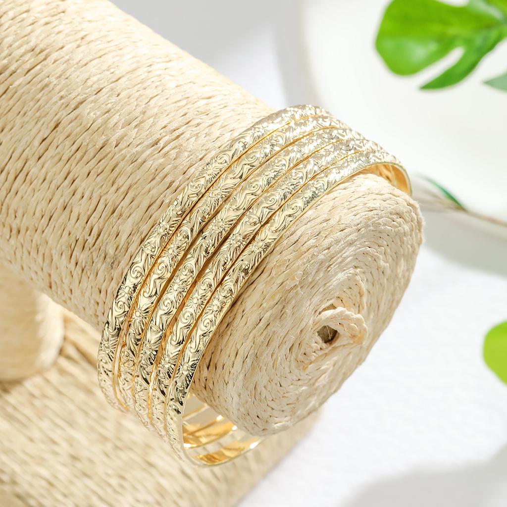 Gioielli Hawaiani Rame Placcato Oro 14k Spessore 3MM 5 Pezzi Per Set, Bracciale Hawaiano per Donne Festa