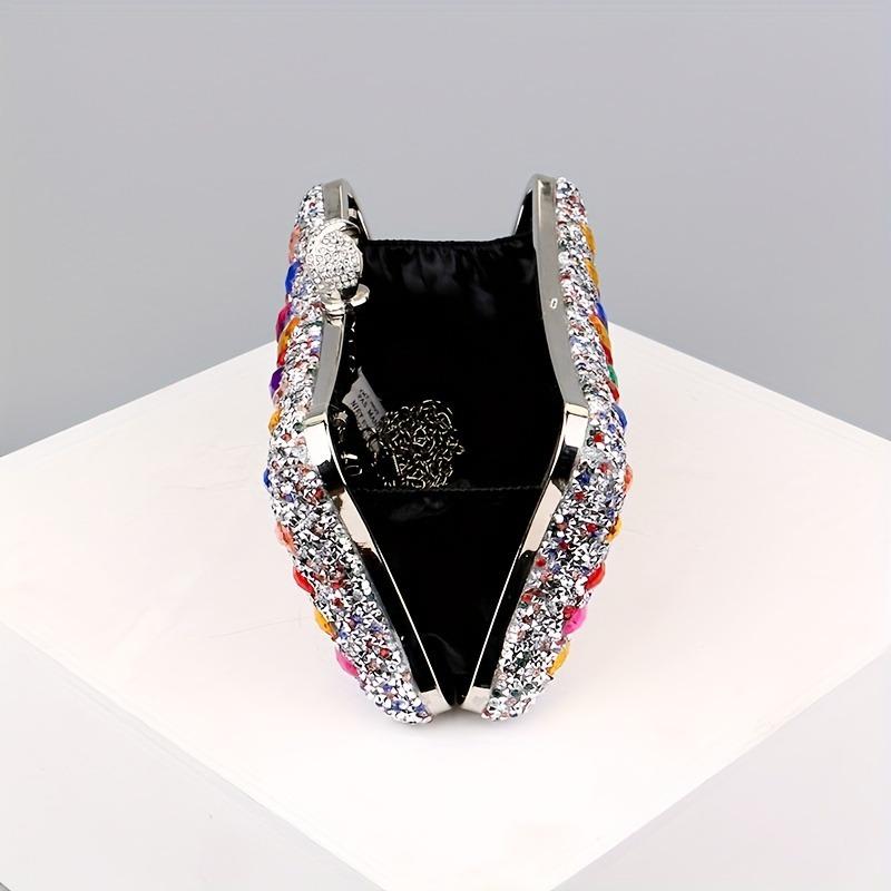 Luxury Evening Clutch Bag, Dual-Sided Multi-Color Fashion Glitter Purse, For Party Wedding Banquet, Versatile Chain Handbag