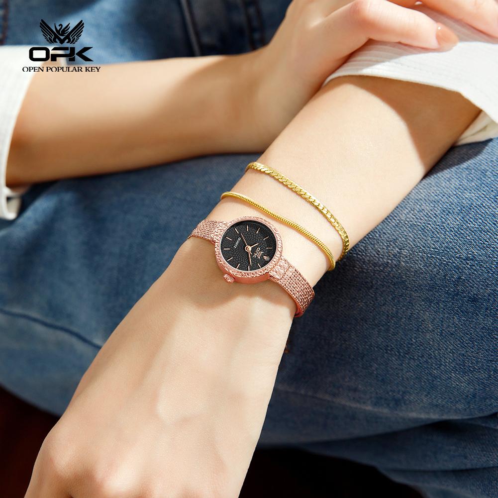 OPK Brand Watch Light Luxury Japanese Style Slim Strap Compact and Simple Women's Watch Quartz Watch 6086