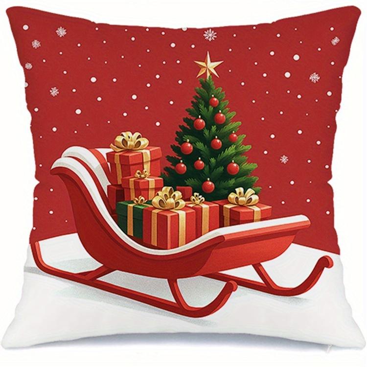 

Festive Christmas Cushion Covers - Classic Santa & Red Truck Designs | Decor for Holiday Home & Sofa Decorations 18x18Inch