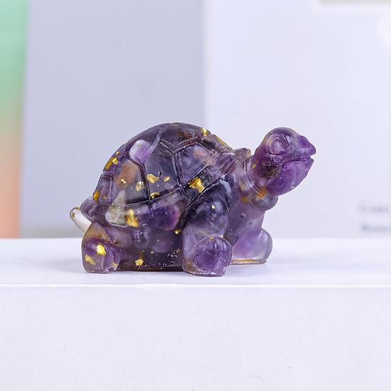 Mini Krystall Skilpadde Statue Reiki Stein Skilpadde Figur Amulett Skilpadde Fengshui Skulptur for Hjemmekontor Skrivebord Hylle Dekorasjon