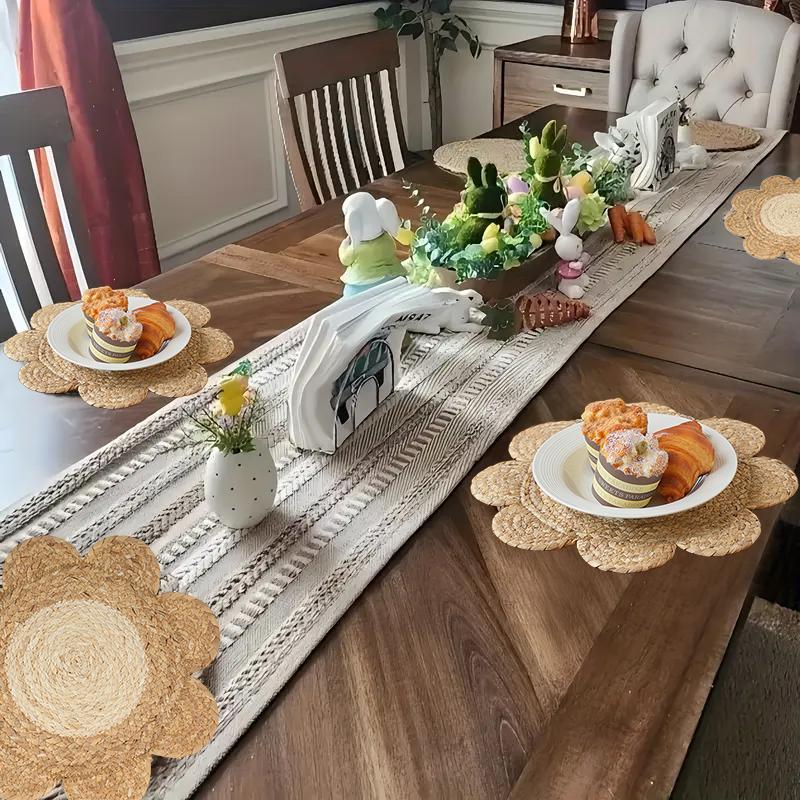 1PC Woven Heat-Resistant Flower-Shaped Eco-Friendly Placemat Insulating Husk Multi-Purpose Natural Home-Use Corn Durable