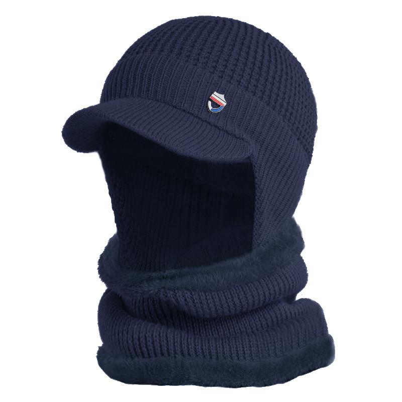 

Mens Knitted Winter Hat With Ear Flap Protection And Windproof Design For Outdoor Sports Темно-синій