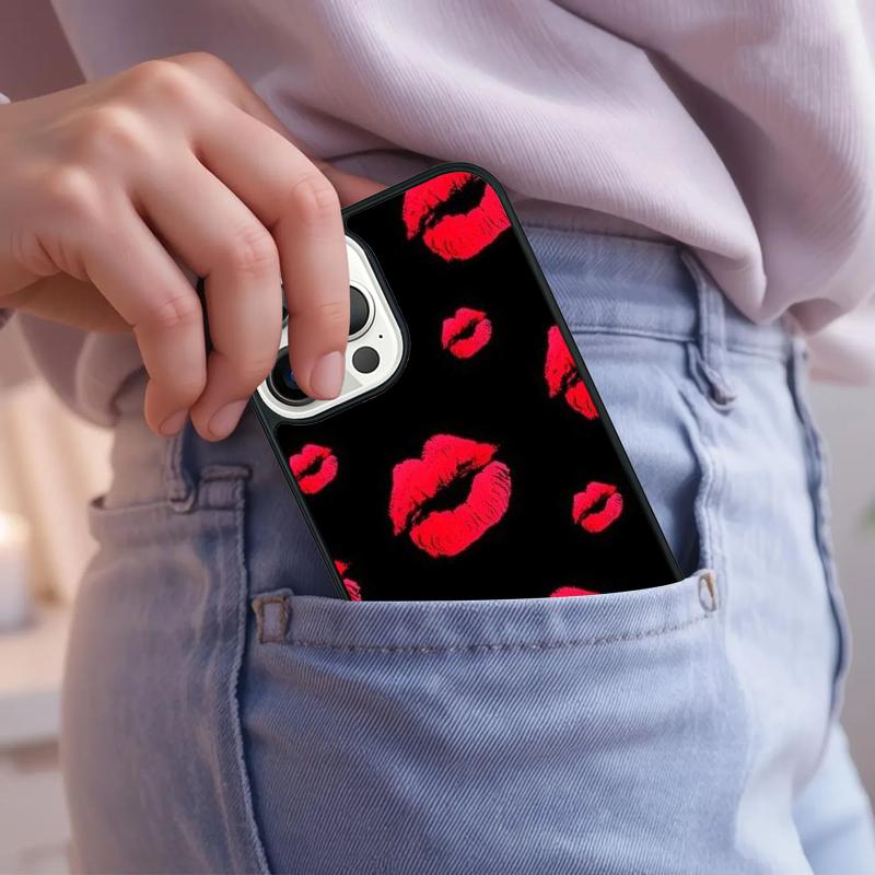 Kiss Me Red Lip Fundas Phone Case For iPhone 17 Air 15 16e 14 13 Pro Max Coque 12 11 Pro Max PLUS cover