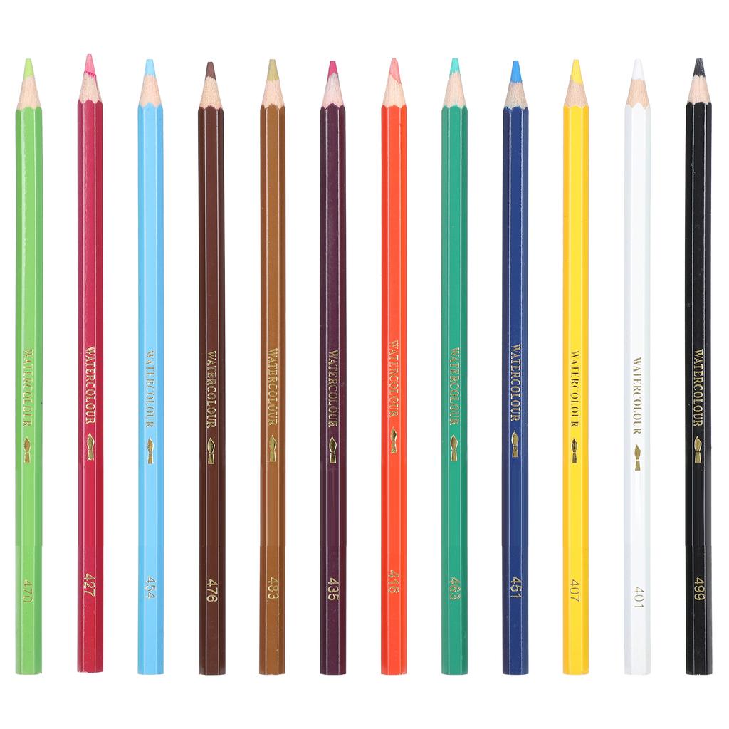 12Pcs Colored Pencil Multicolor Water Soluble Iron Bucket Packed Children S Painting Tools