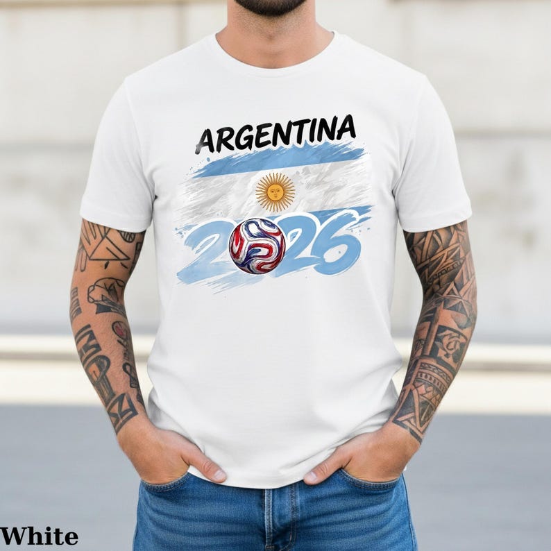 Argentina 2026 Soccer Shirt, Global Soccer 2026 Argentina T-shirt, Albiceleste Fan Gift, Argentina Flag Football Tee, Soccer Lover Gift. M