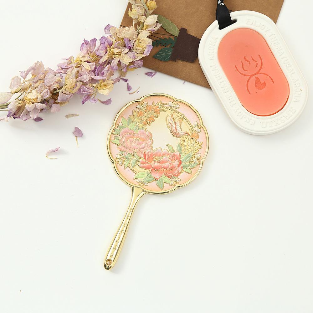 Vintage Blume Handspiegel Tragbarer Schminkspiegel Niedlicher Taschen-Make-up-Spiegel Reise