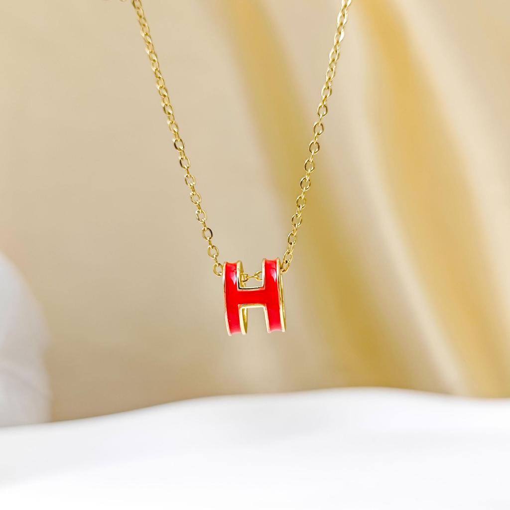 Collana a 'H' Vuota Placcata Oro 18K di Design di Nicchia per Donna - Lussuosa Catena per Clavicola