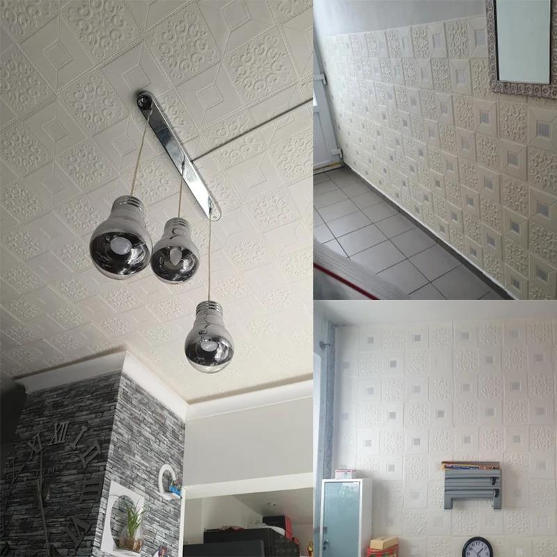 10 buc 3D spumă acoperiș autocolante autoadezive tavan panouri decorative tapet impermeabil living dormitor decorare casă