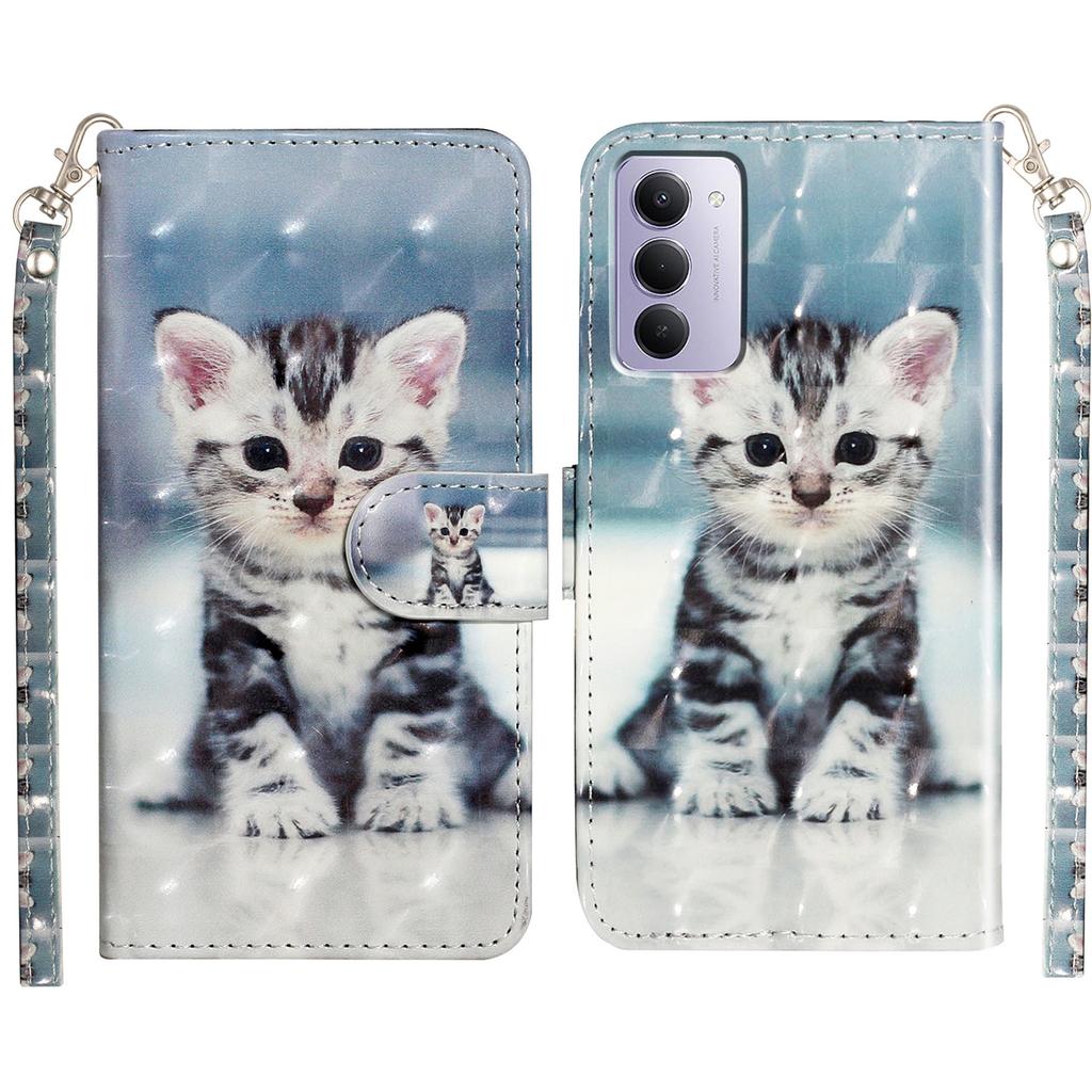 Para Xiaomi Redmi 15 5G (eu) (171mm)/Xiaomi Redmi 15 4G (eu) (171mm) Capa Carteira de Couro com Padrão 3D Estampado para Celular com Alça