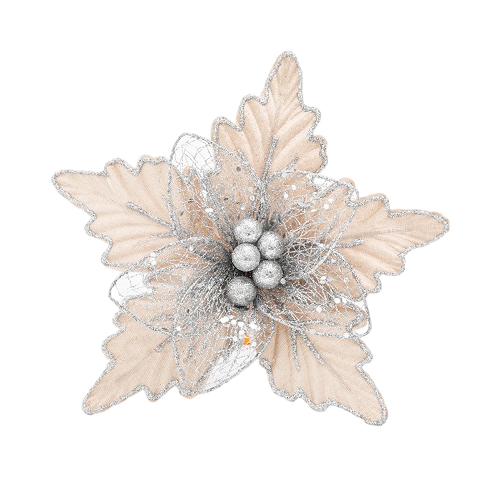 

24 см Рождественская Пуансеттия Блестящий Цветок Подвесное Украшение для Рождественской Вечеринки