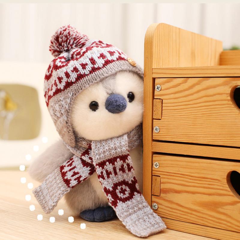 Harbin Internet-Berühmter Schal Pinguin Plüschtier Stofftier Puppe für Mädchen Kinder, Weiches Niedliches Schlaf-Kuschel-Kissen